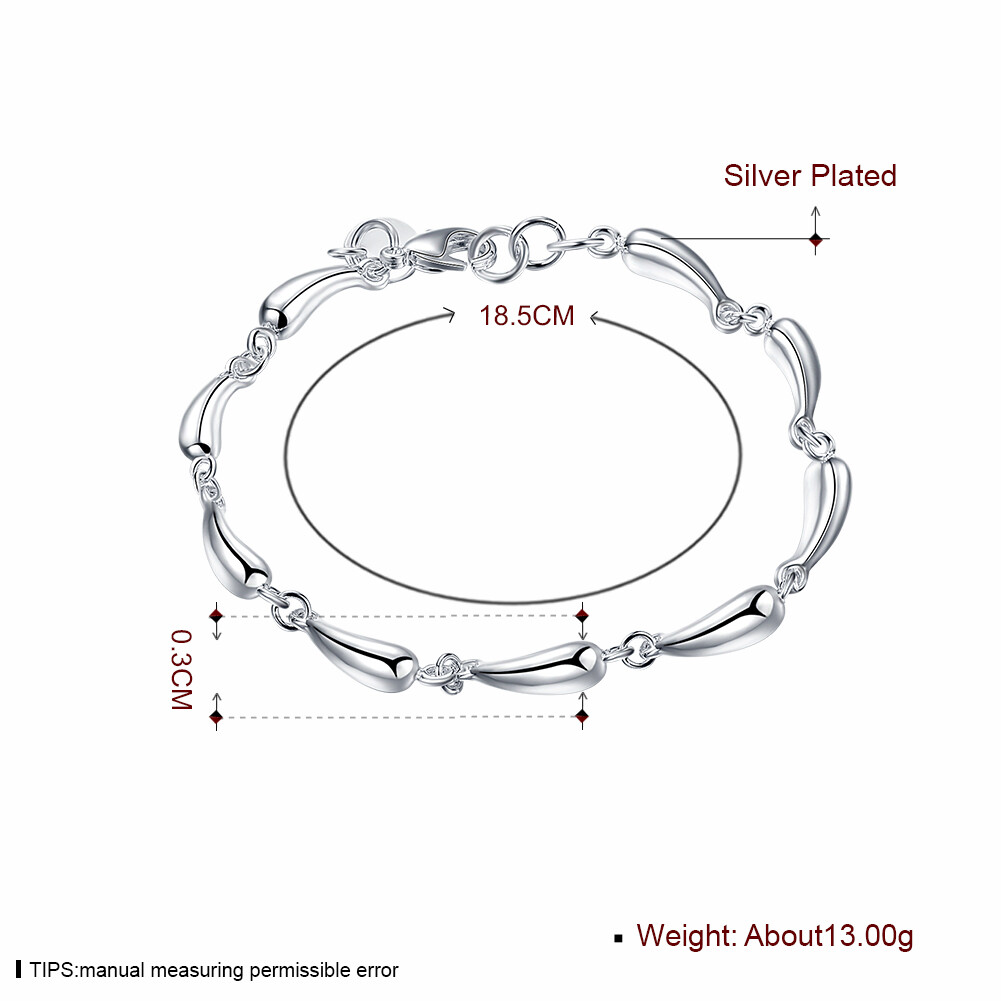 925 Sterling Silver Temperament Fashion Charm Jewelry Water Drop Bracelet Chain