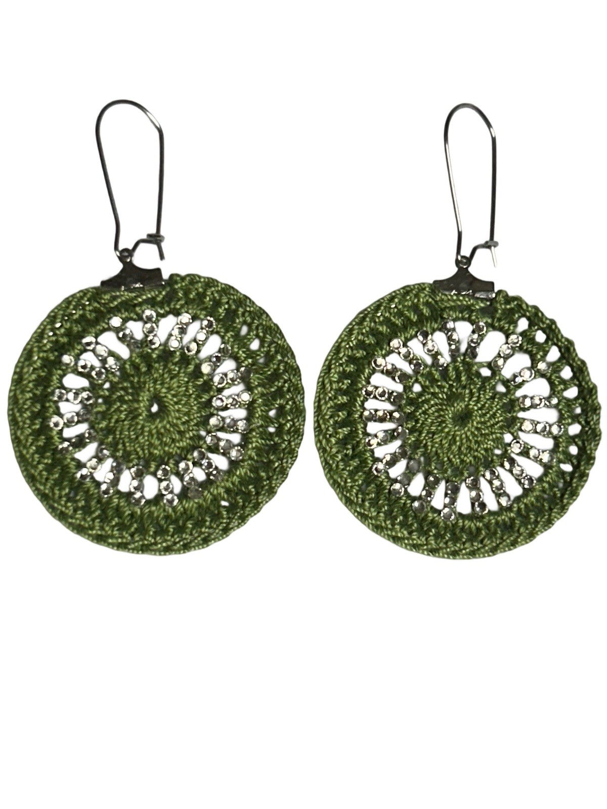 Icy Boho Earrings New Surgical Steel Ear Wire In Olive Green