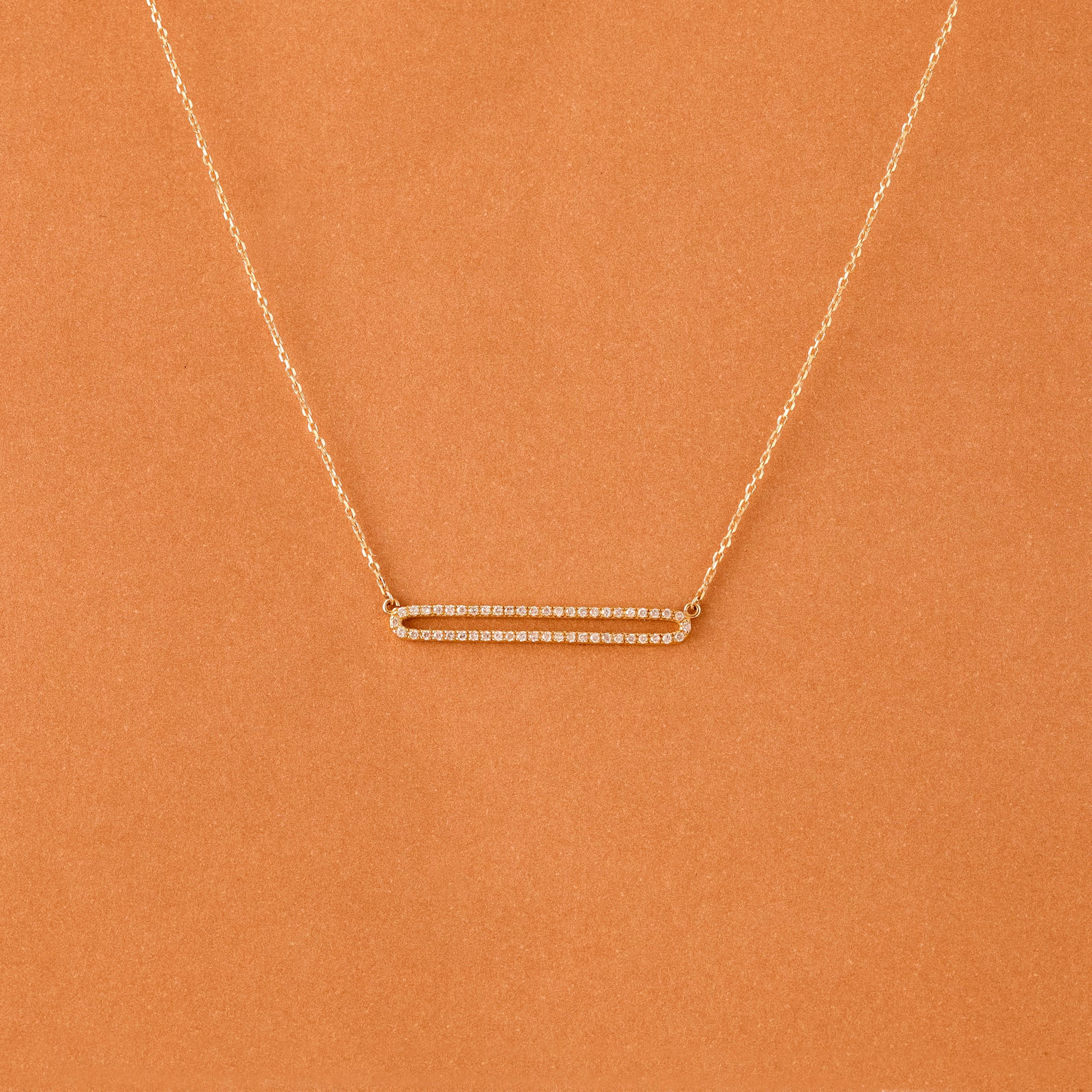 Lab Grown 1.00 Ct Round EF VS Diamond Eternity Bar Necklace in 14K Solid Gold