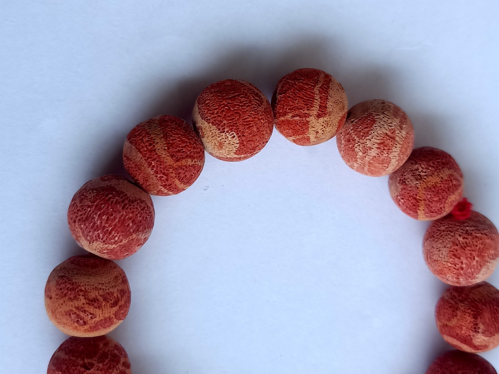 12mm Natural No Treatment Sponge Red Coral Round Stretch Beads Bracelet
