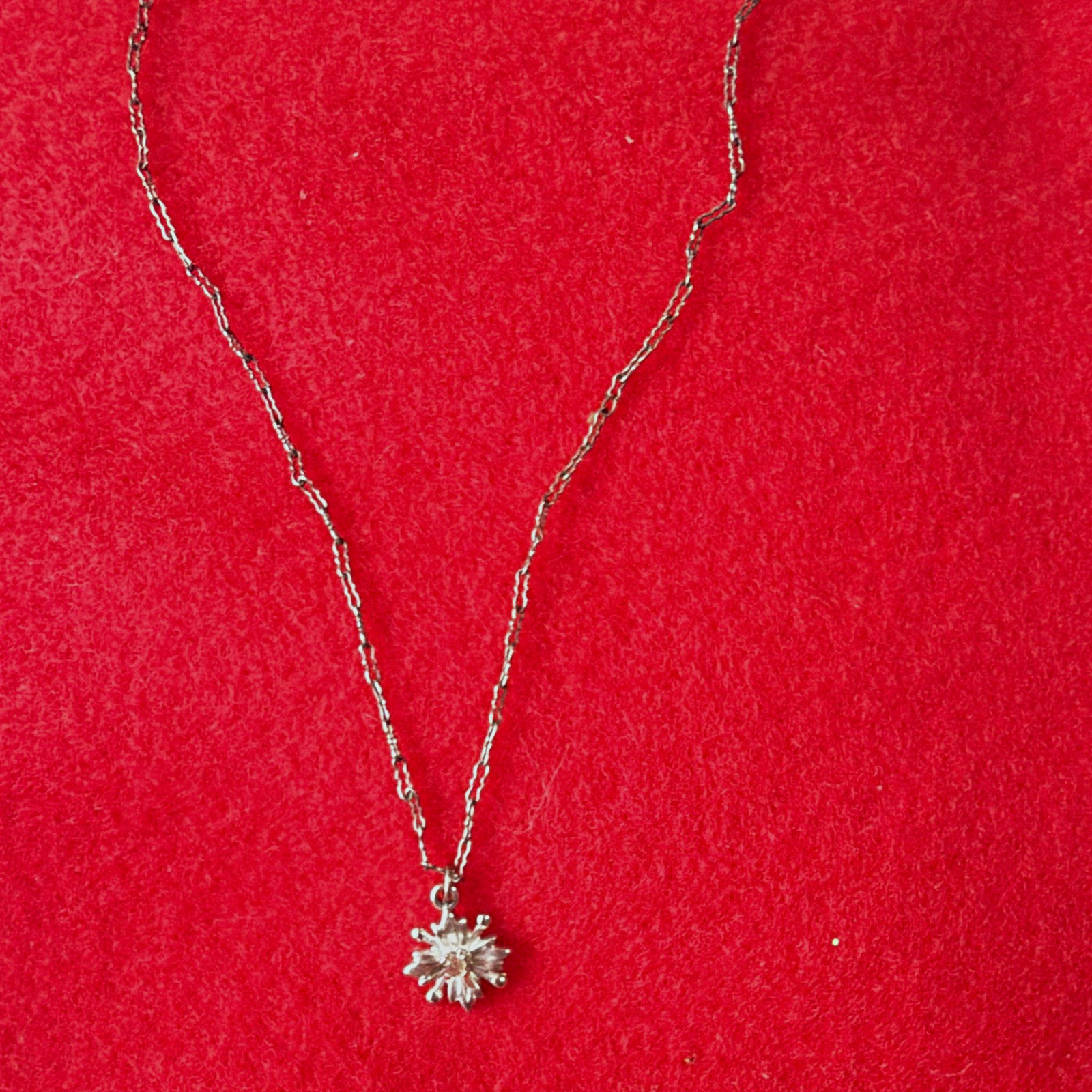 Sterling Silver 925 Cubic Zirconia Snowflake Charm Pendant Cable Chain Necklace