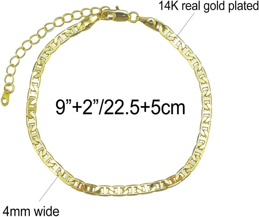Durable 14K Gold Cuban Link Anklet with Lobster Clasp – Gift-Ready Velvet Bag