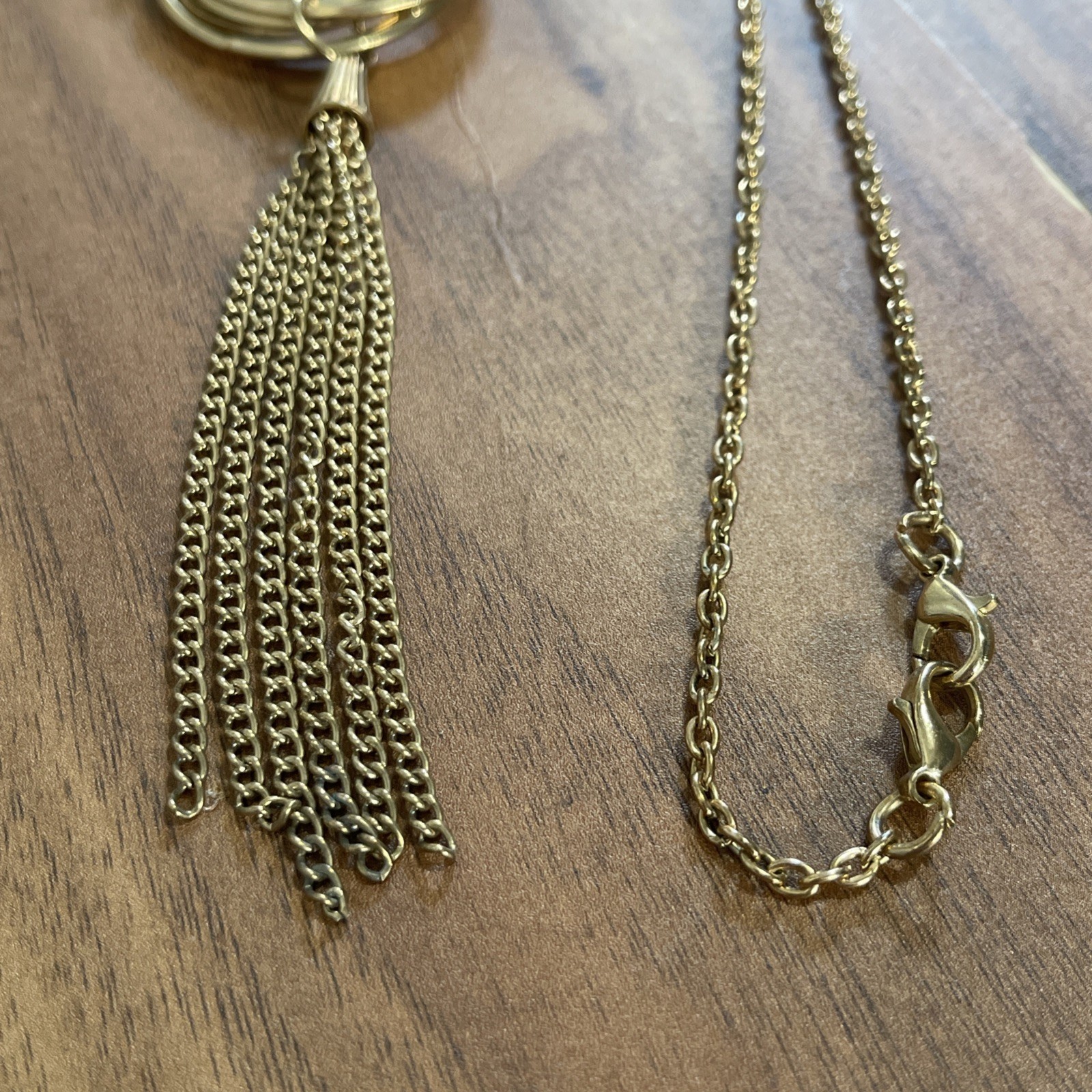 Long Multi Circle Tassel Necklace Pendant Link Chain Lobster Claw Clasp
