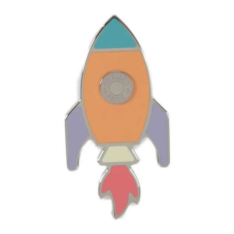 HERMES Space H Badge Brooch Metal Multi Orange Women’s Unisex ISY