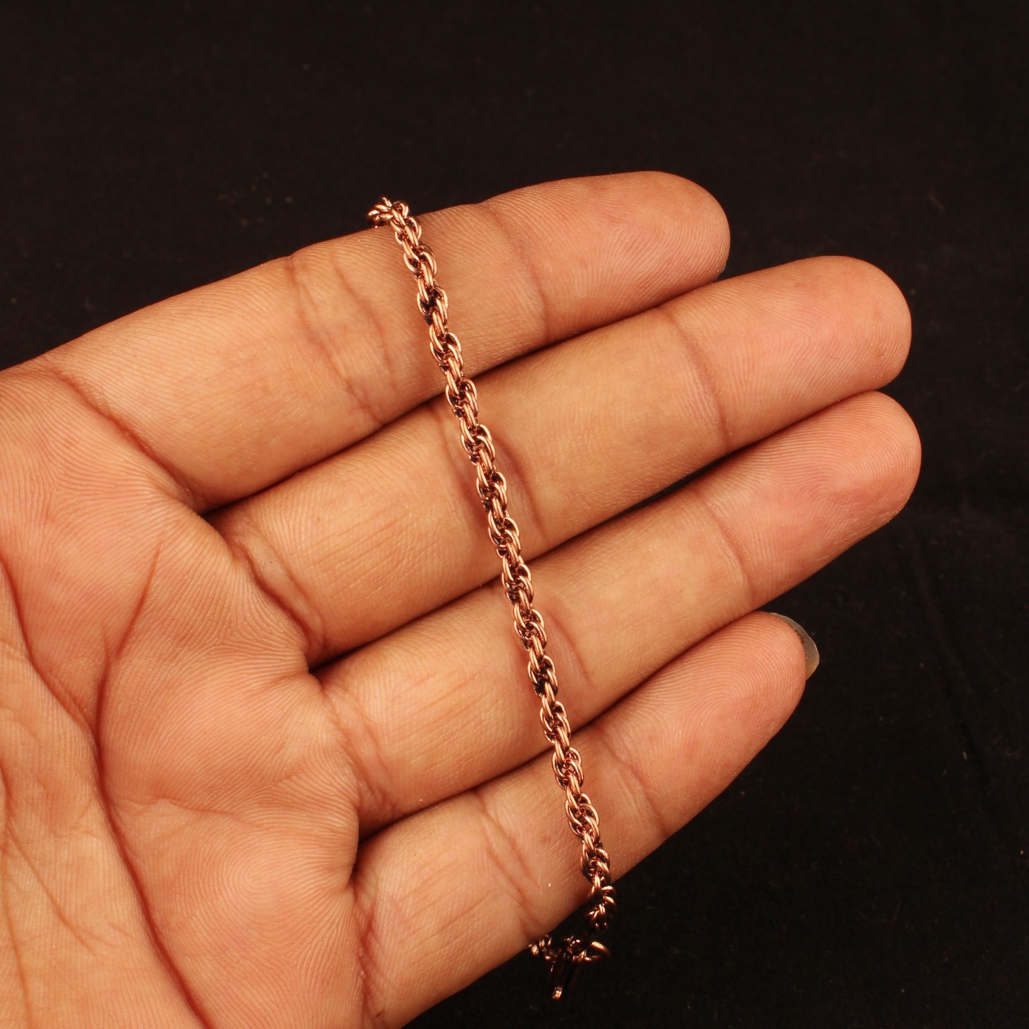 Oxidized Copper Rope Chain Bracelet,100% Copper, Solid Bracelet Thickness 3mm