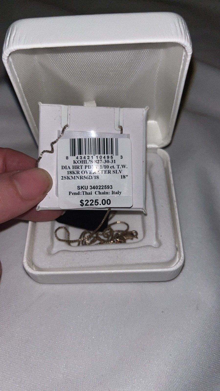jewelry necklace, heart shaped pendent with 1/10 ct diamond, sterling silver