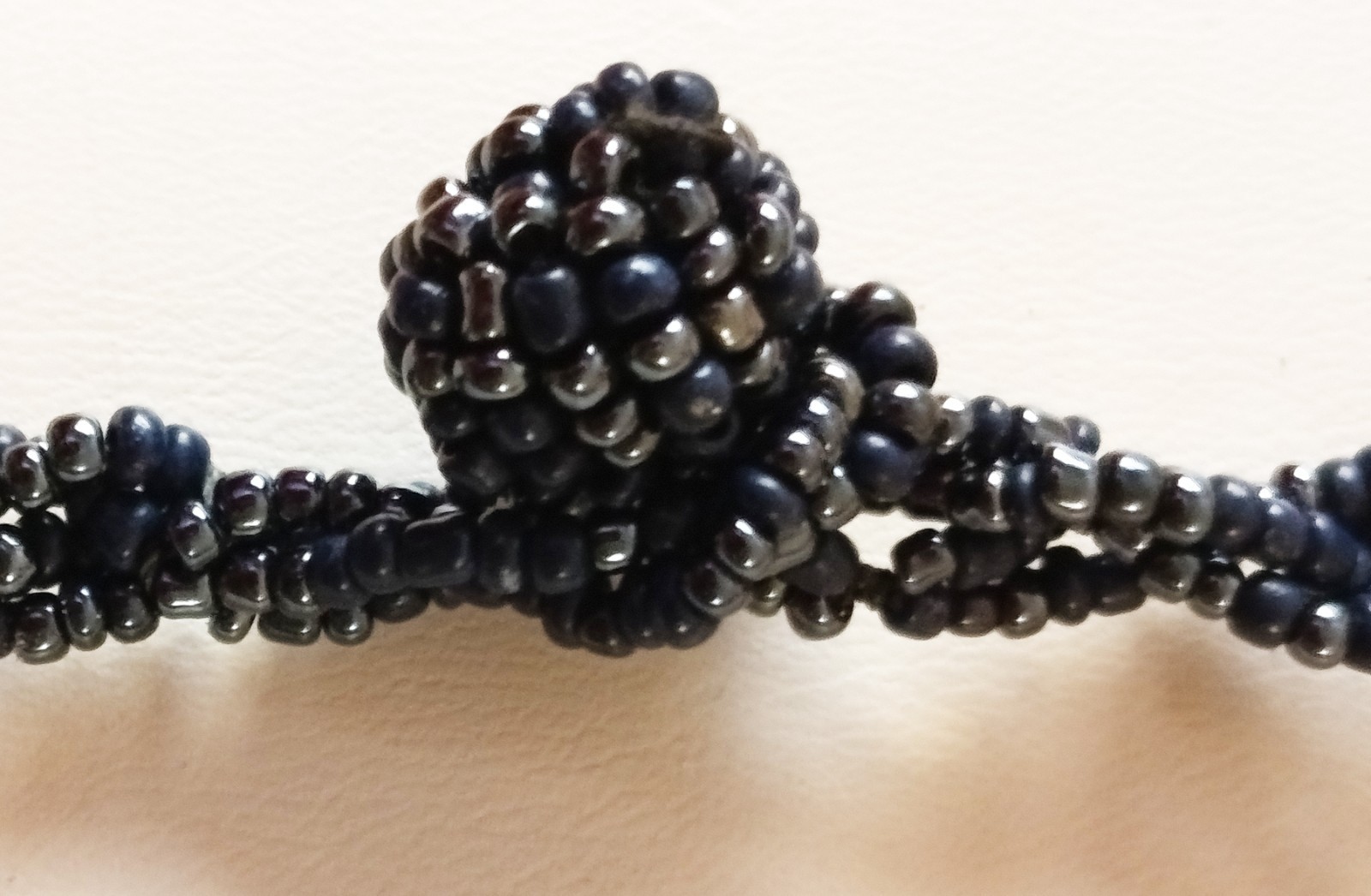 Black Multifilire Jais Necklace Crafted with Braided Rings. 80 cm long