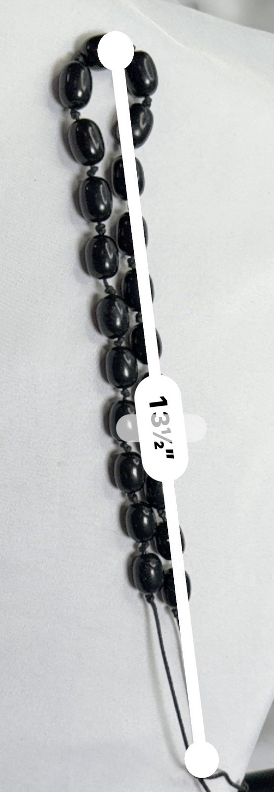 Black Bead Adjustable Cord Necklace Hand Knotted Boho Tribal Artisan Statement