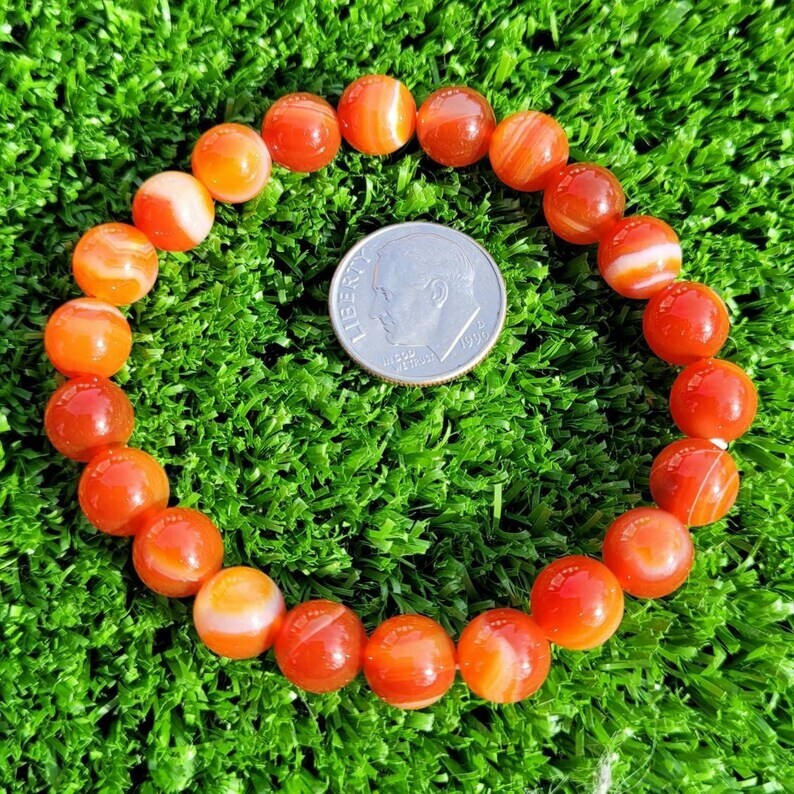 Natural Carnelian Elastic Stretch Bracelet 8mm Round Crystal Gemstone Beads