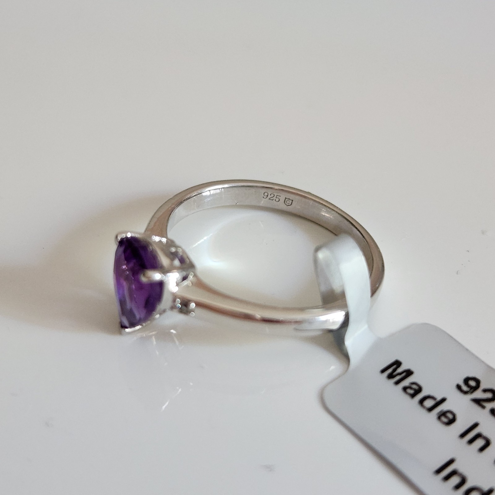 Zambian Amethyst Ring with White Zircon in Sterling Silver 1.05cts