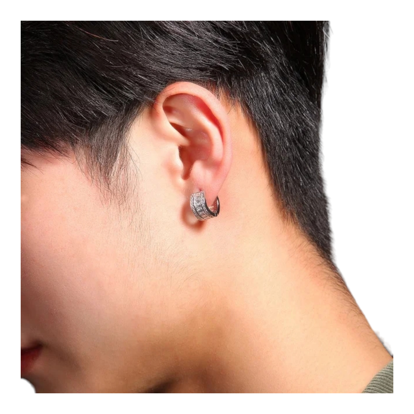 Gold Plated Hoop Earrings With Cubic Zirconia Unisex Hip Hop Jewelry Women, Men