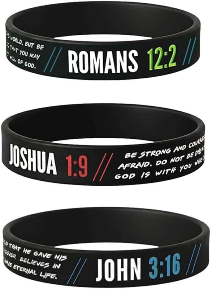 Christian Wristbands for Guys 6-pack – Bible Verse Bracelets