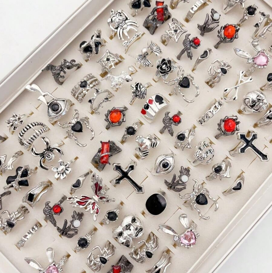 20PCS Silver Bulk Lot Rings For Men And Women Goth Grunge Fashion Ring Wholesale