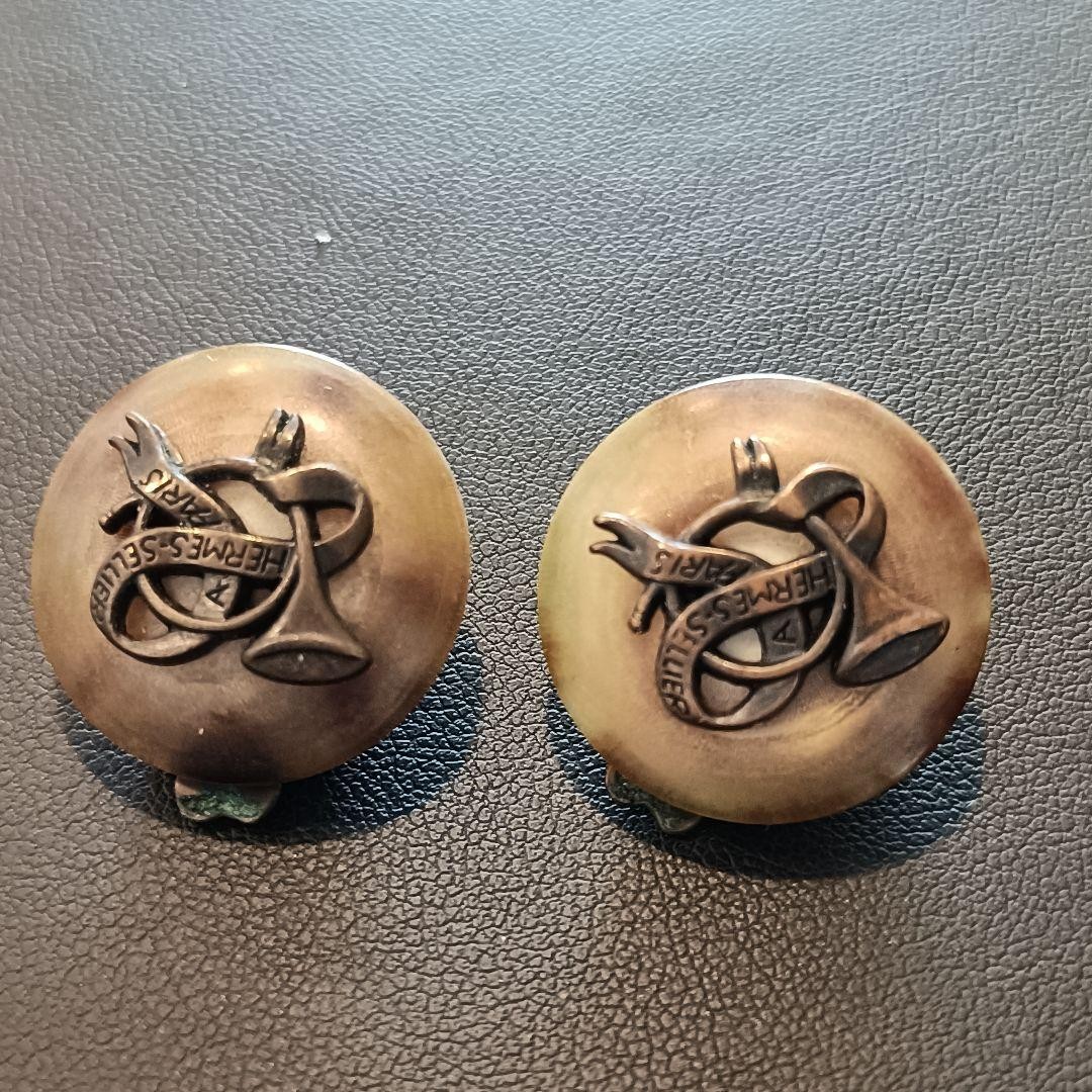 Hermes Earrings Bull Horn No Rear Stamp No Accessories