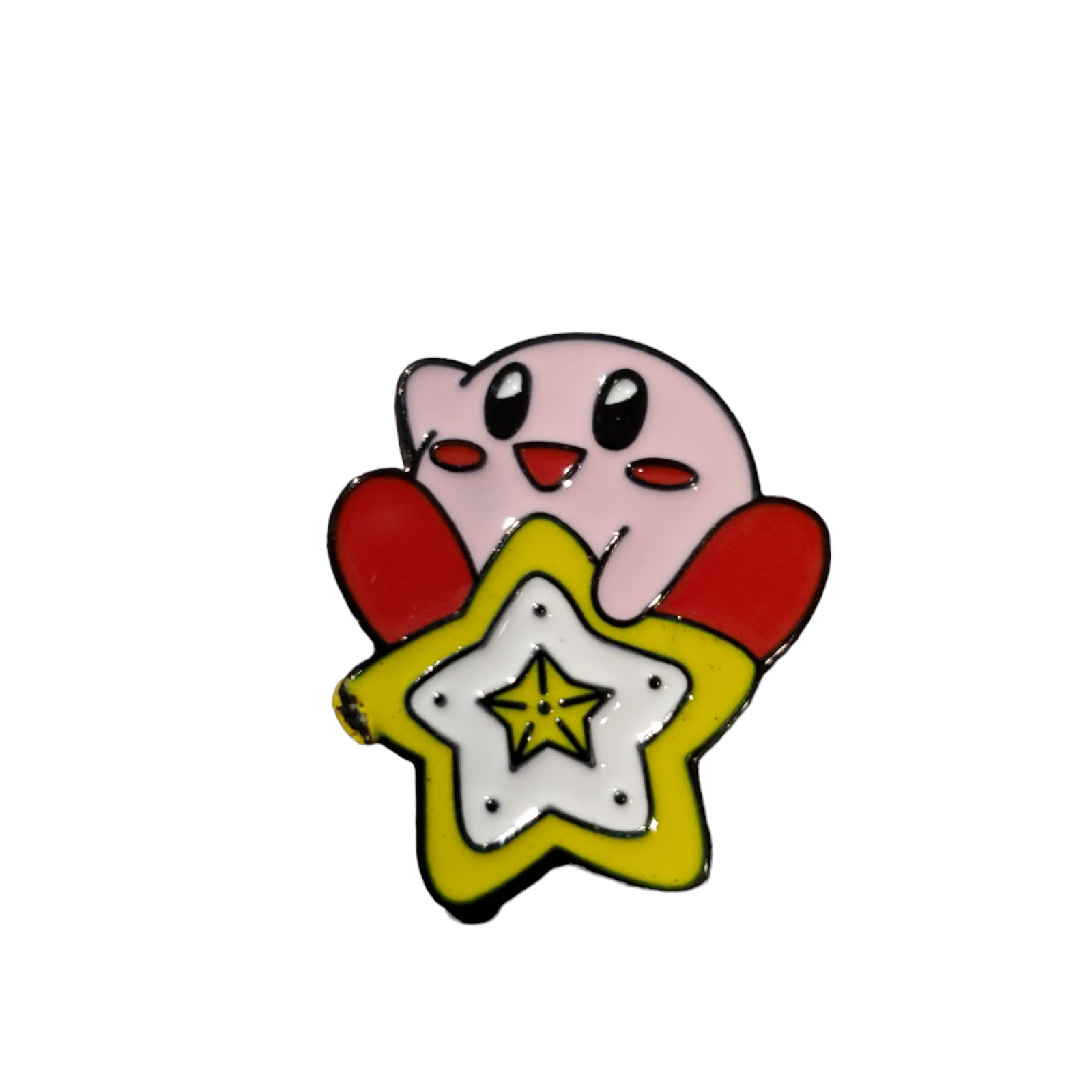 Kirby Enamel Pin Yellow Star Hat Lapel Pinback Pink Cartoon Cute Anime Gift New
