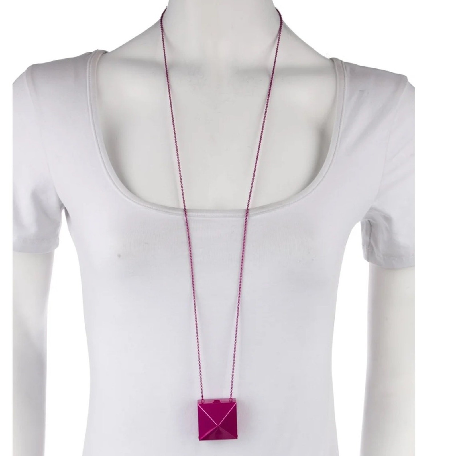 NWT Valentino Garavani Rockstud Mirror Box Necklace Pink PP $790 Retail
