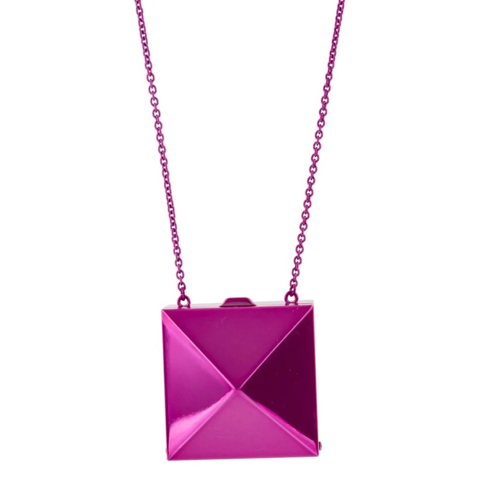 NWT Valentino Garavani Rockstud Mirror Box Necklace Pink PP $790 Retail
