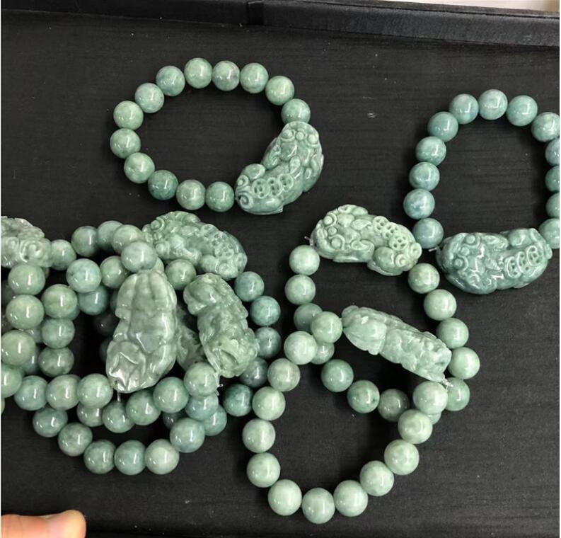 1pcs Real Grade A Natural Green Jade Jadeite Men Women Pixiu Beads Bracelet