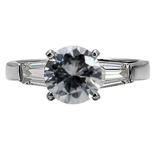 TK005 – High polished (no plating) Stainless Steel Ring with AAA Grade CZ in