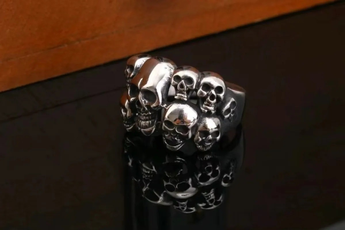 Skull Head Statement Ring for Men Gothic Punk Jewelry New