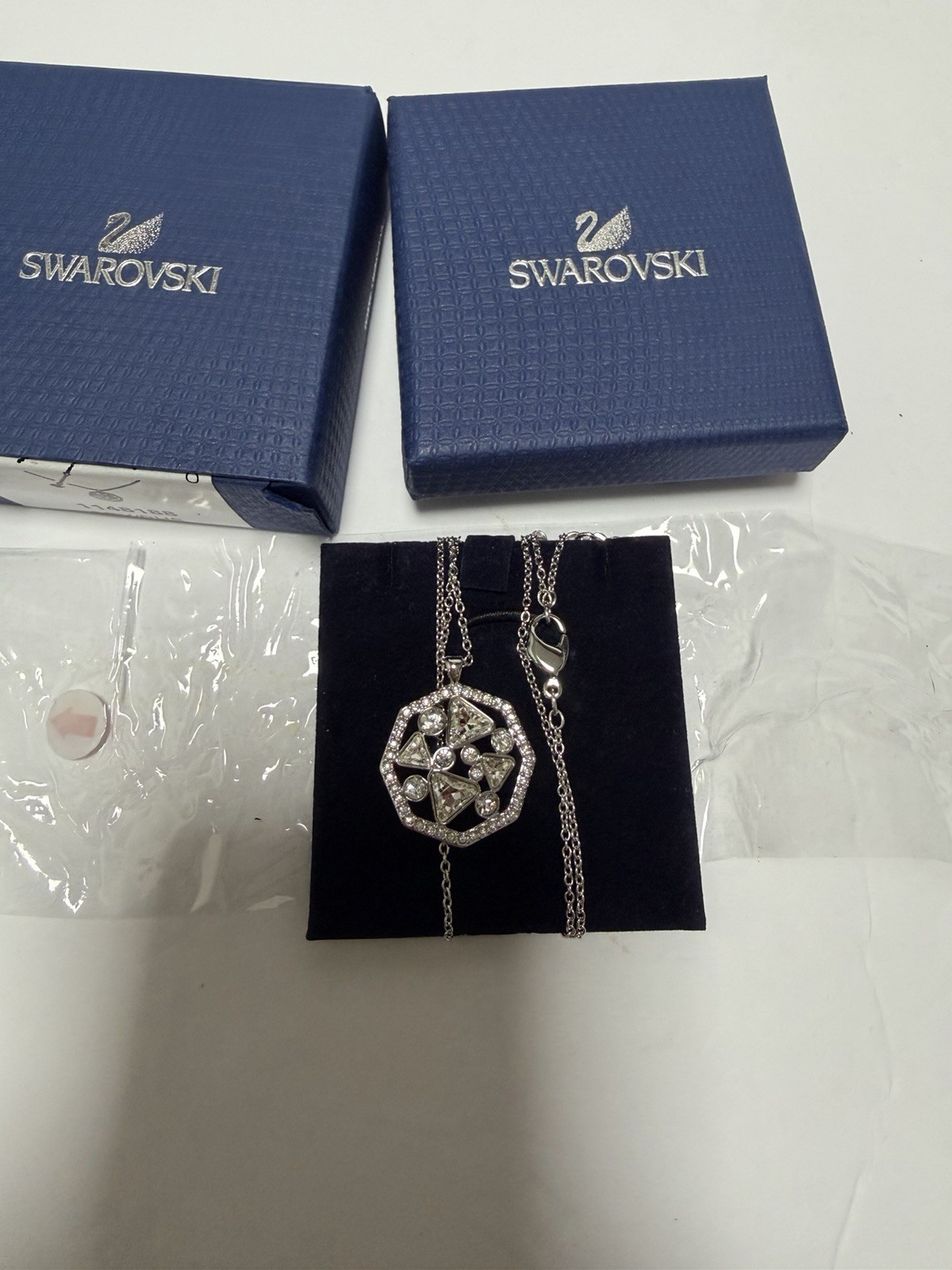 Authentic Swarovski Surface Pendant Necklace Crystal Rhodium Plated 1148188 NIB