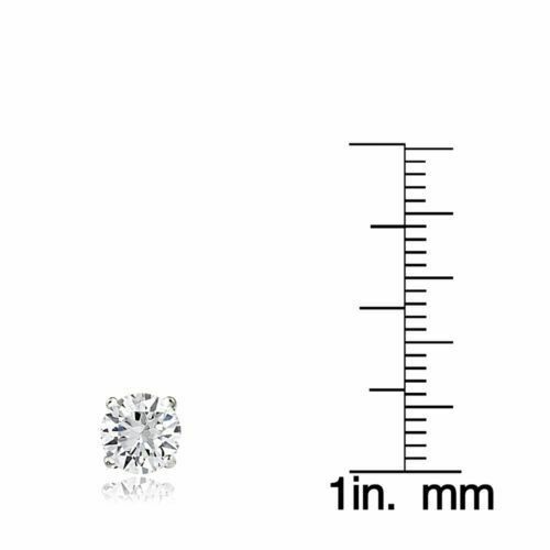 Sterling Silver Round Shaped Stud Earrings Cubic Zirconia 6mm Silver Round CZ