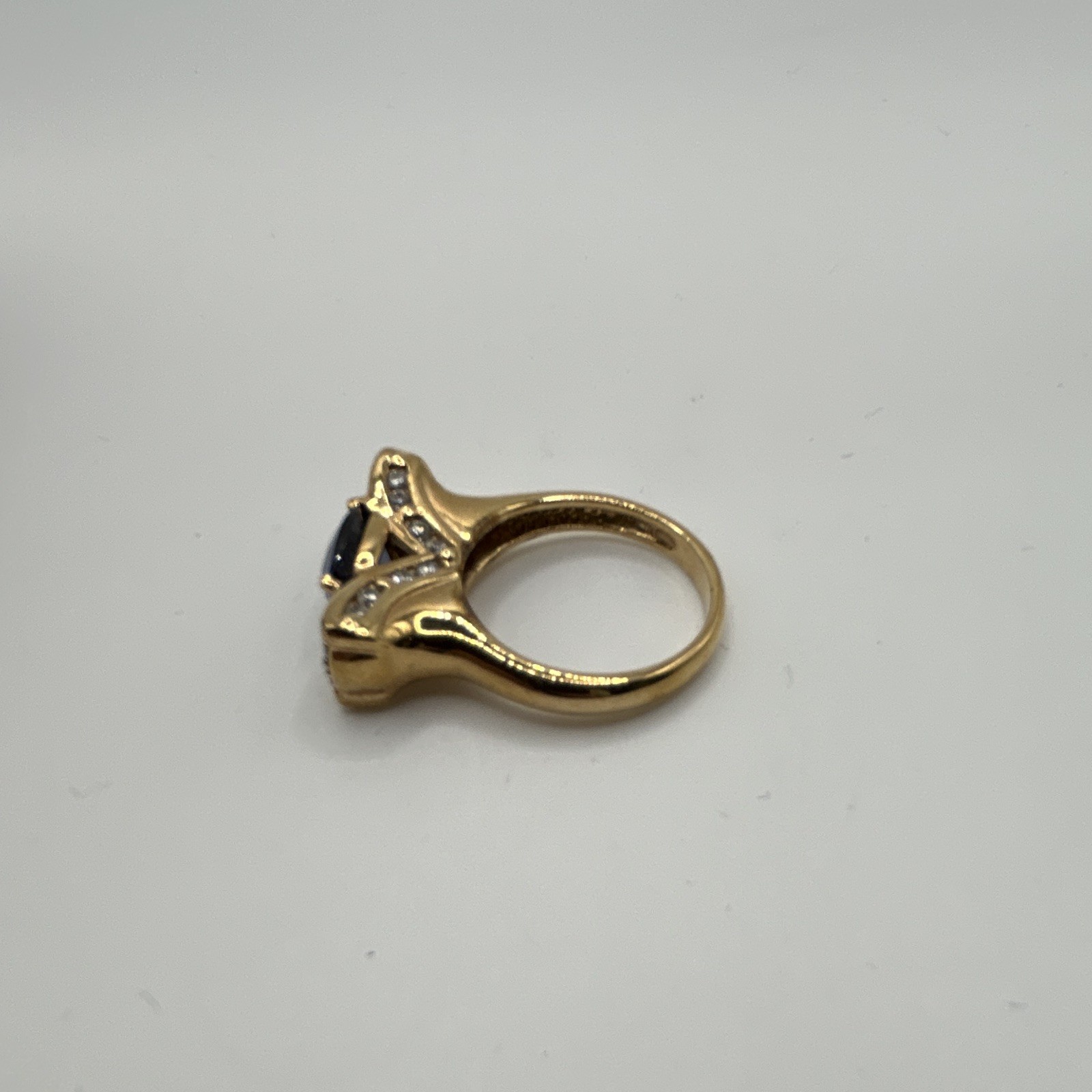 Ring Sterling Silver Gold Plated Blue Tanzanite 9.75mm