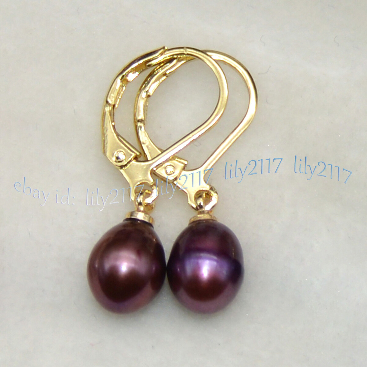 Multicolor 7-8mm Natural Freshwater Rice Pearl Dangle Gold Leverback Earrings