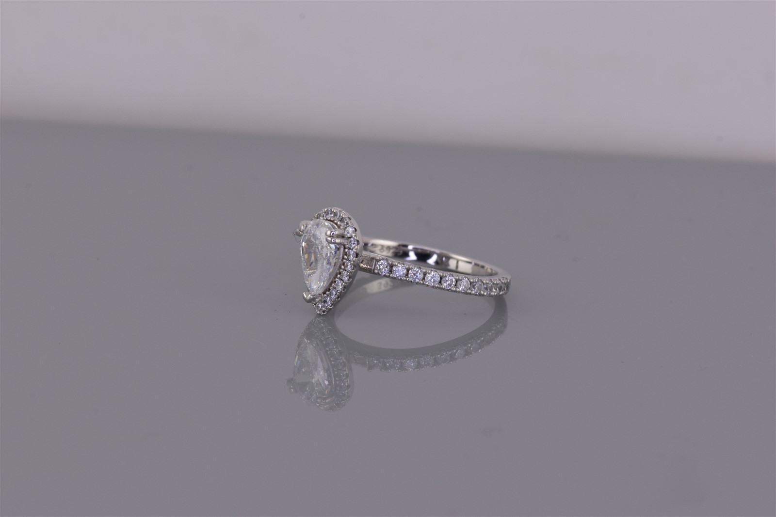 Sterling Silver Pear Cut Cubic Zirconia Halo Accented Band Ring 925 Sz: 6