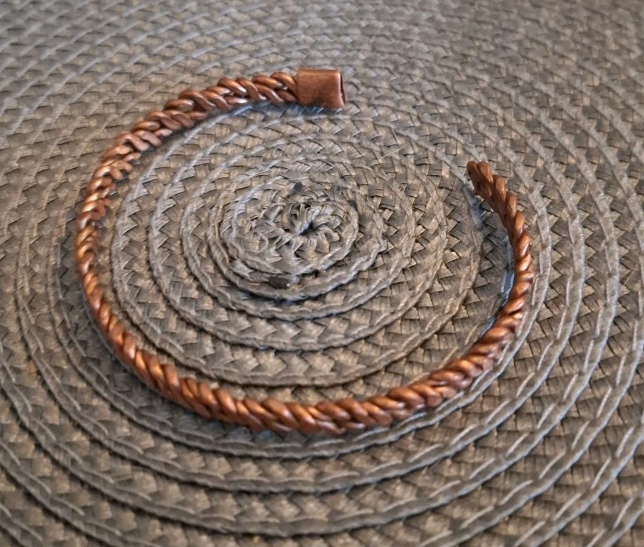 100% Copper Bracelet Handmade Rustic Braided Adjustable. Made In The USA