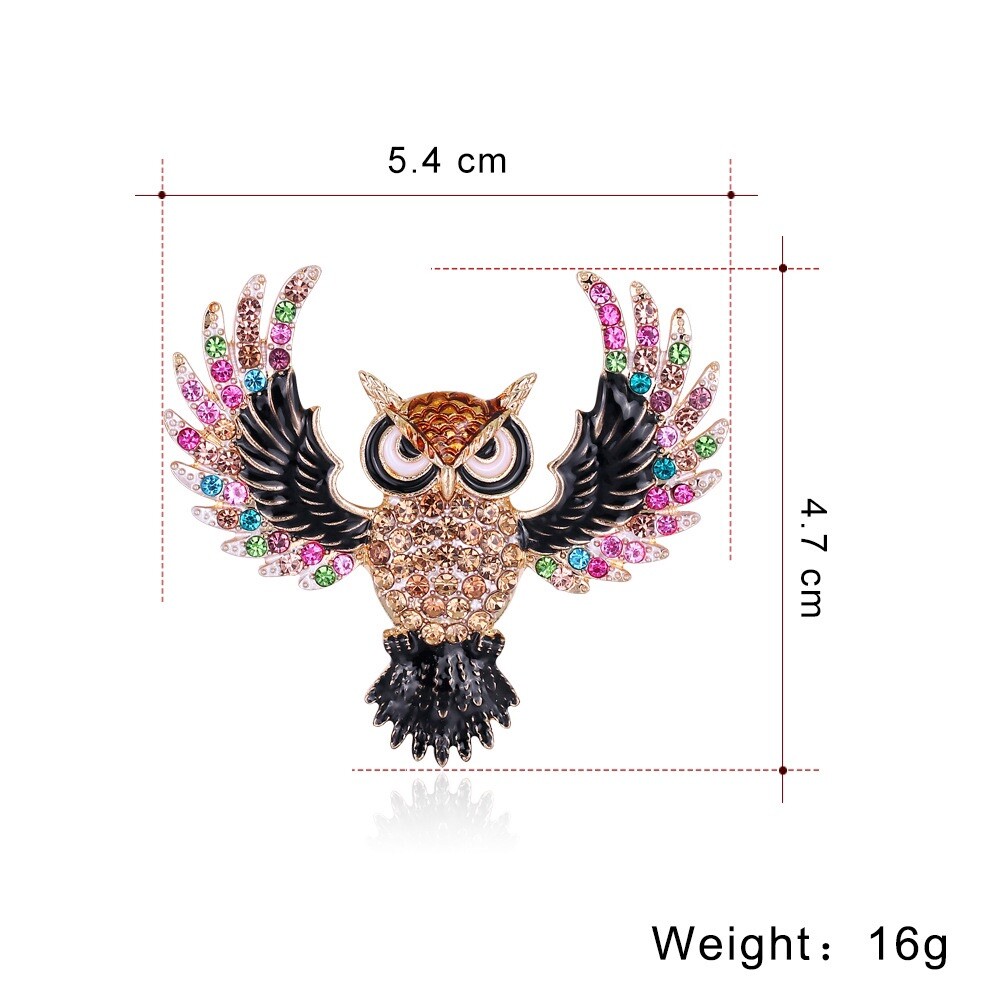 Colorful Rhinestone Owl Brooch Pin for Women,Fashion Jewelry Gifts