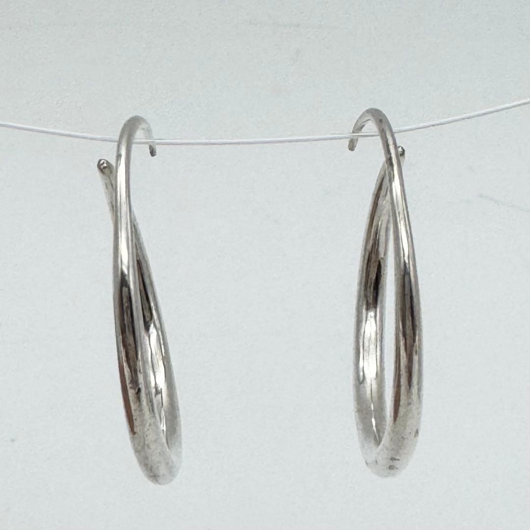 GUCCI Hoop Type Earrings SV 925 Silver Logo Engraved Circle Women 3.1cm x 3cm