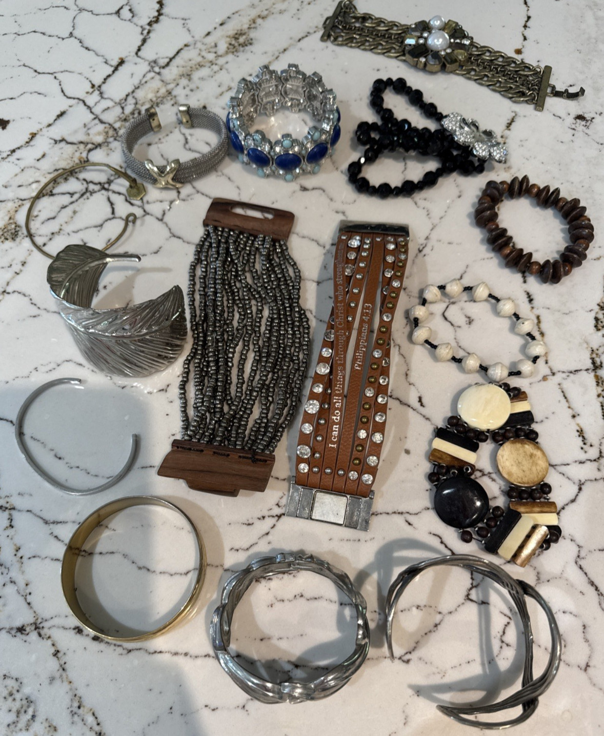 Fashion Bracelets/Jewelry Lot Of 14 Wear Or Re Sell Mixed Materials