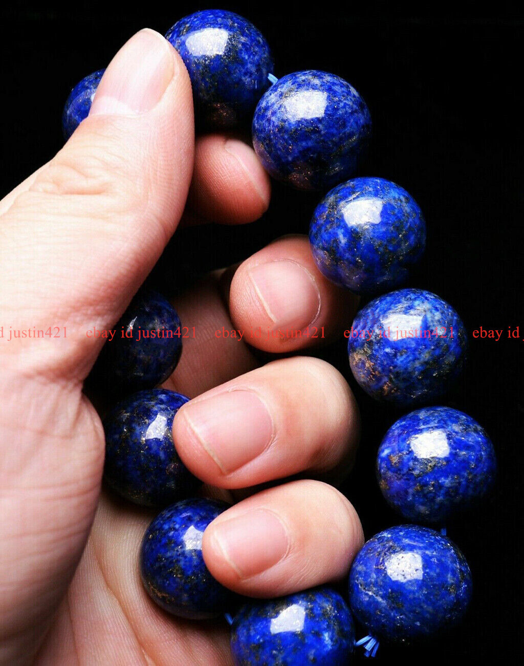 Rare Huge 14-20mm Natural Egypt Blue Lapis Lazuli Gemstone Beaded Bracelet 7-9″