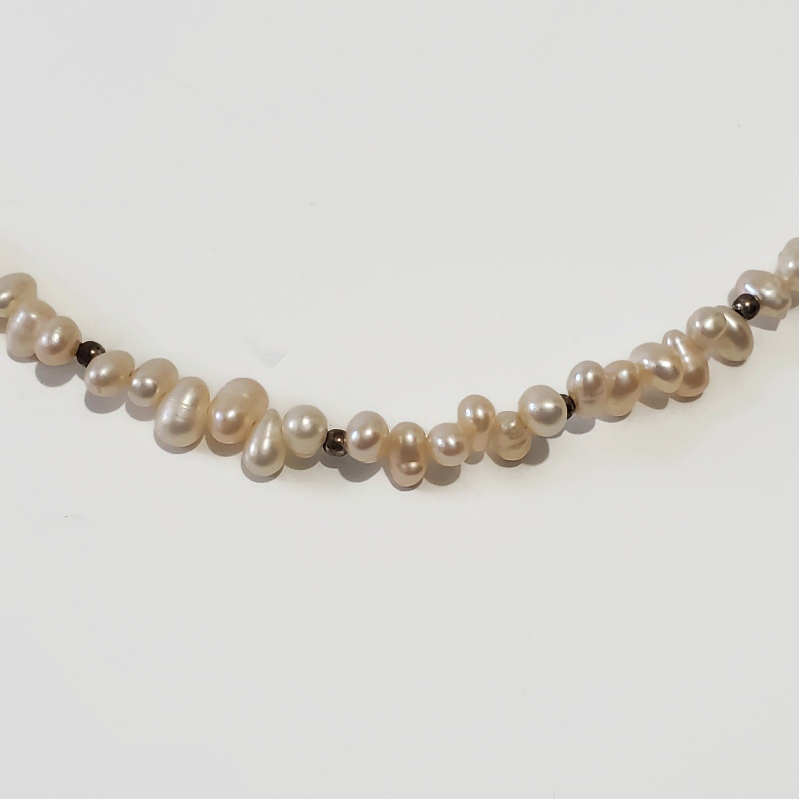 Champagne Freshwater Pearl & Sterling Silver Bead Necklace 17 in.