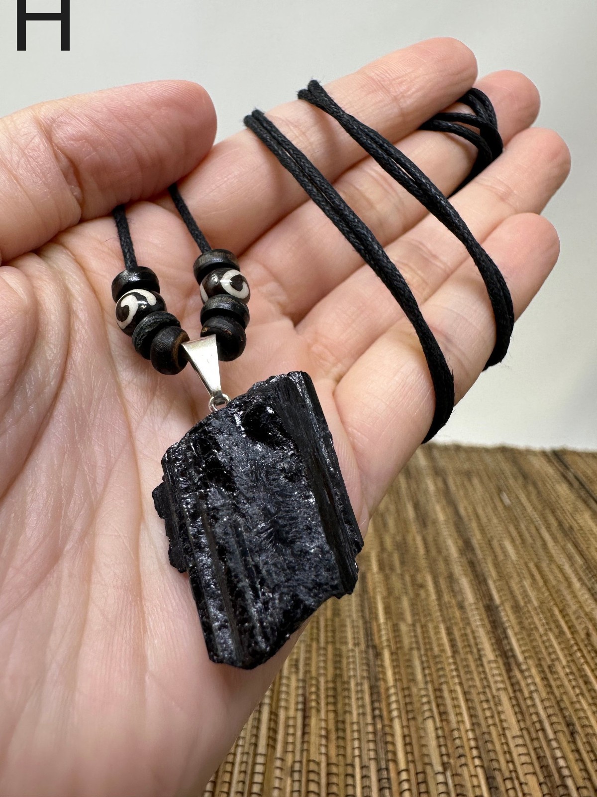 Black Tourmaline Pendant Natural Crystal Necklace Reiki Energy Healing Jewelry