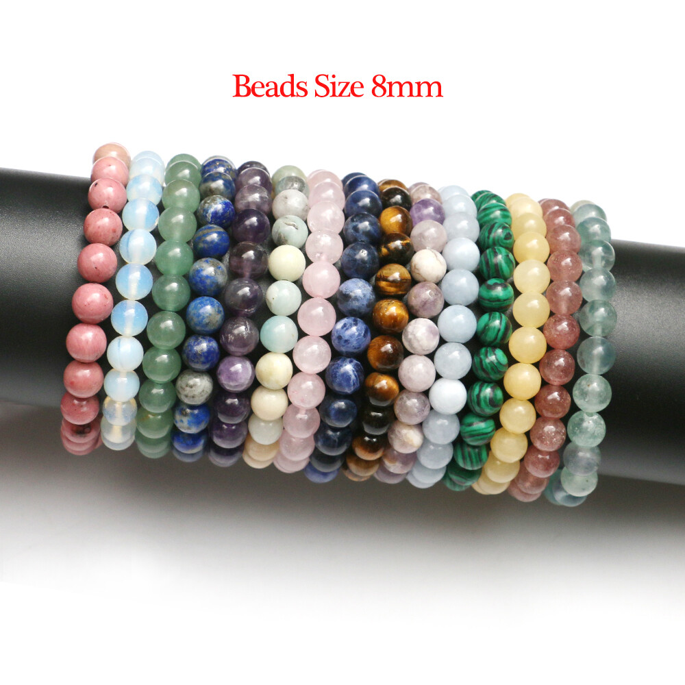 4~8mm Genuine Mixed Natural Gemstone Round Beads Stretchy Bracelet Healing Reiki