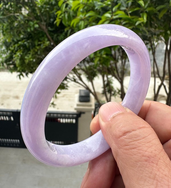 Natural Grade AAA Ice Lilac Lavender Burmese Jade jadeite bracelet bangle 60.5MM
