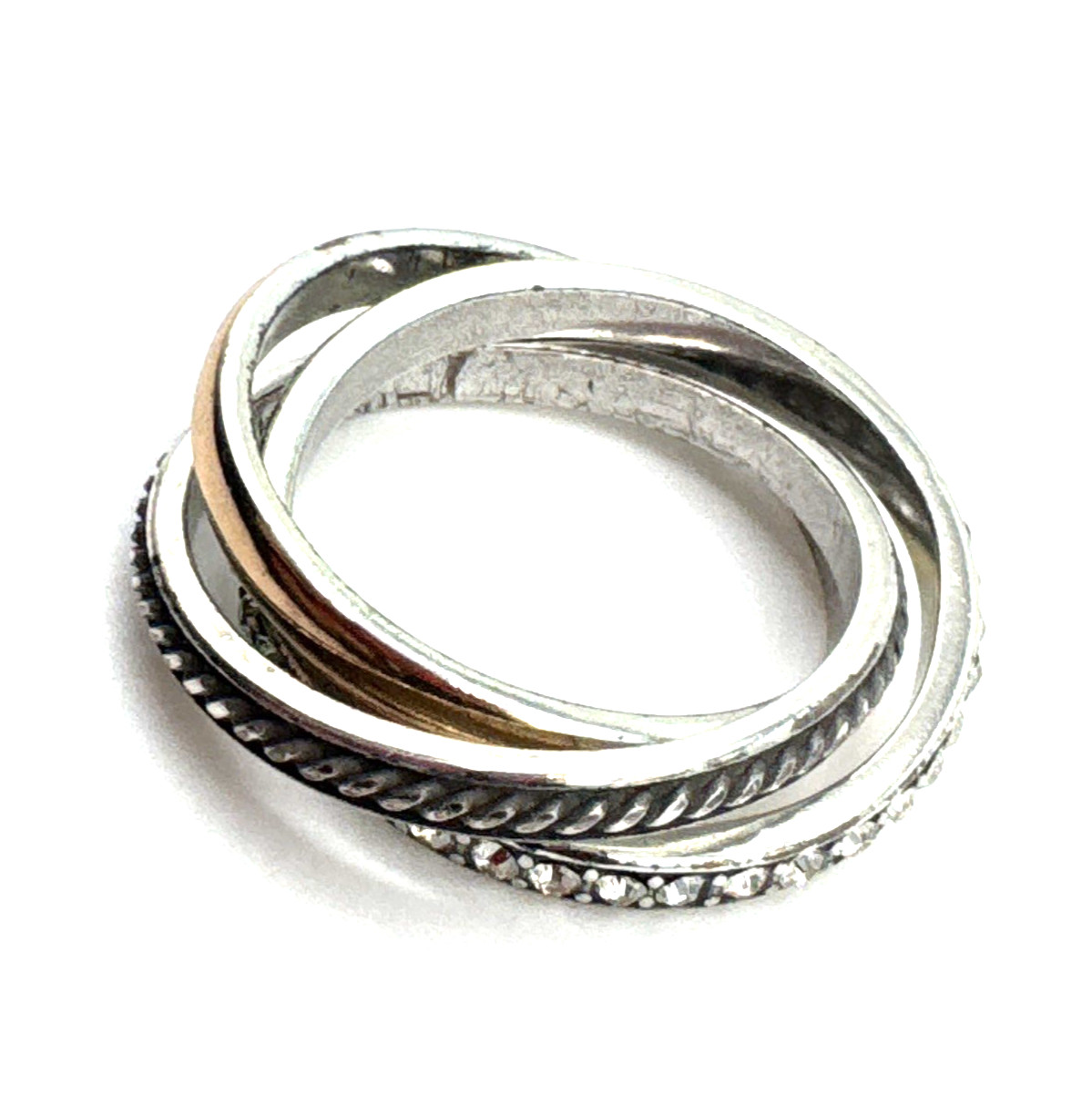 Brighton Neptune’s Rings Trio Three Stackable Linked Gold Silver Ring Size 9/10