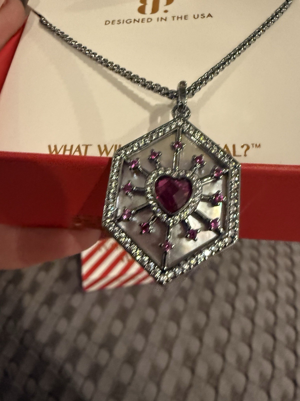 Bomb Party July 2026 HEARTS ON FIRE Heart Necklace Ruby Hematite Plating NK87146