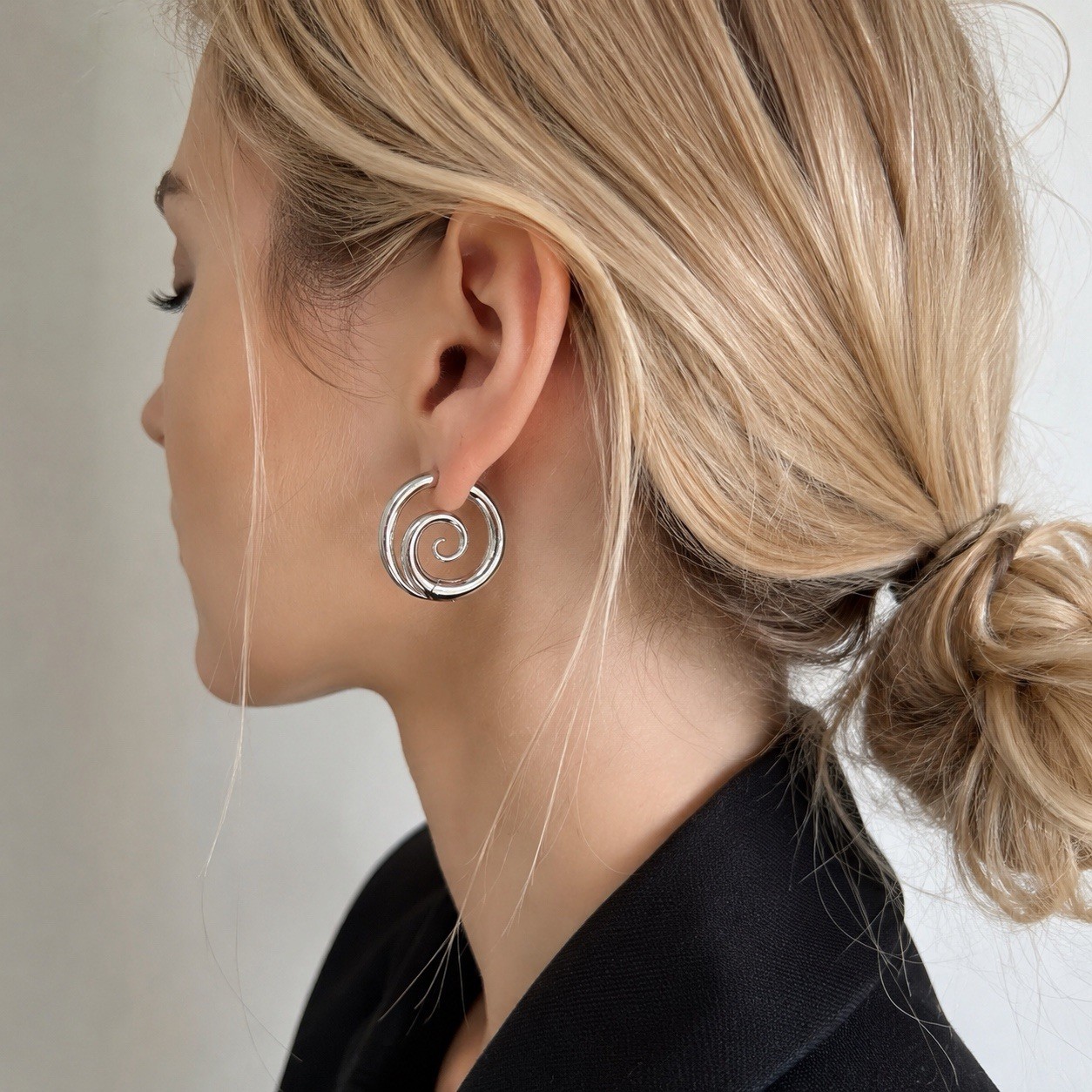925 Silver Spiral Hoop Earrings Minimalist Swirl Circle Hoops for women 456