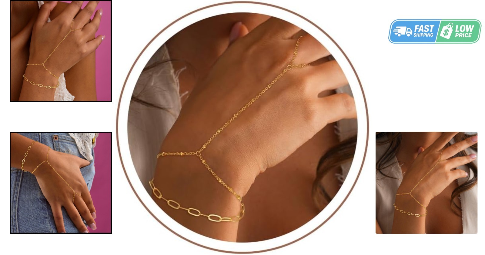 Hypoallergenic 14K Gold Plated Hand Chain Bracelet – Perfect for All Occasions