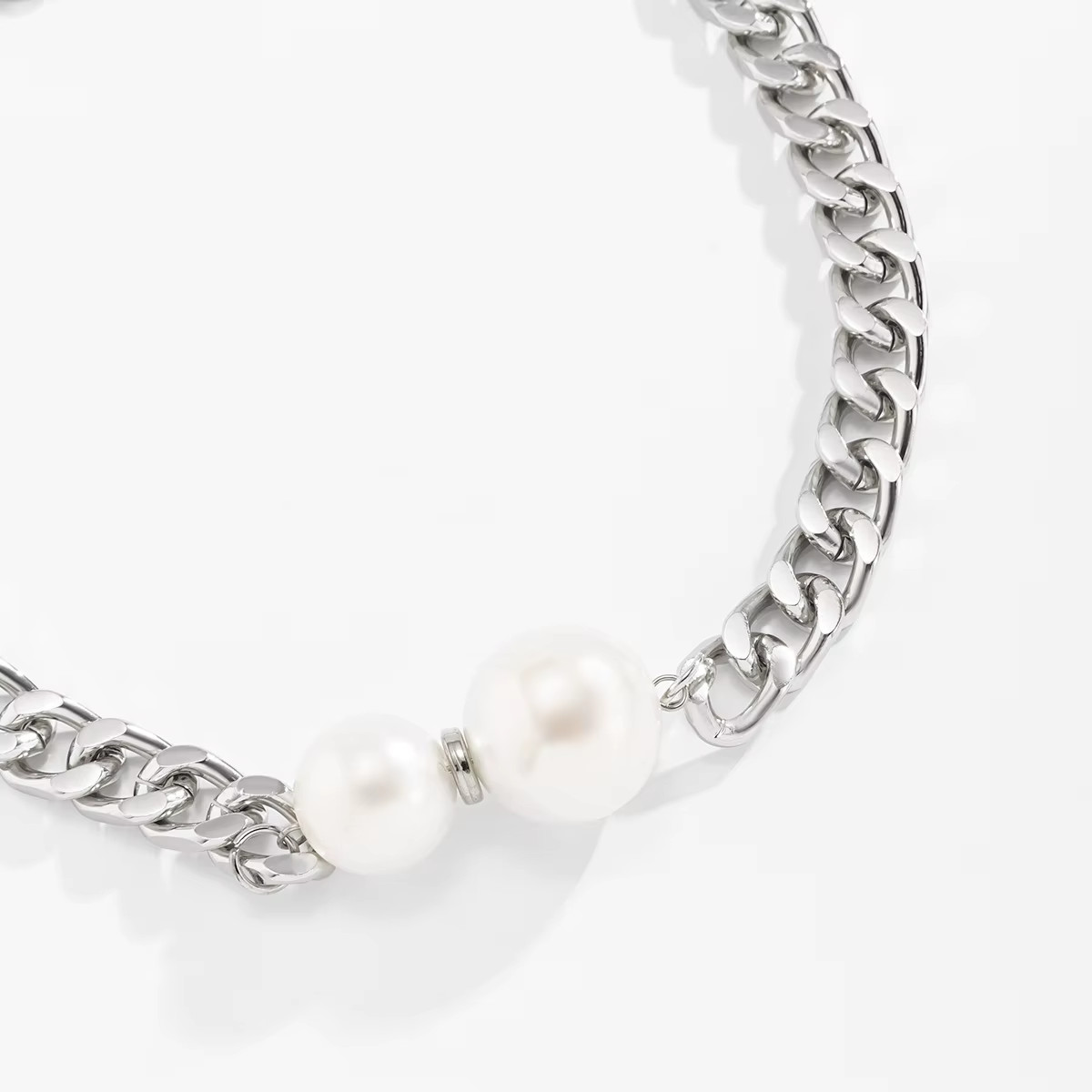 Chunky Cuban Link Choker Silver Color Necklace Womens Fashion Jewelry RAA