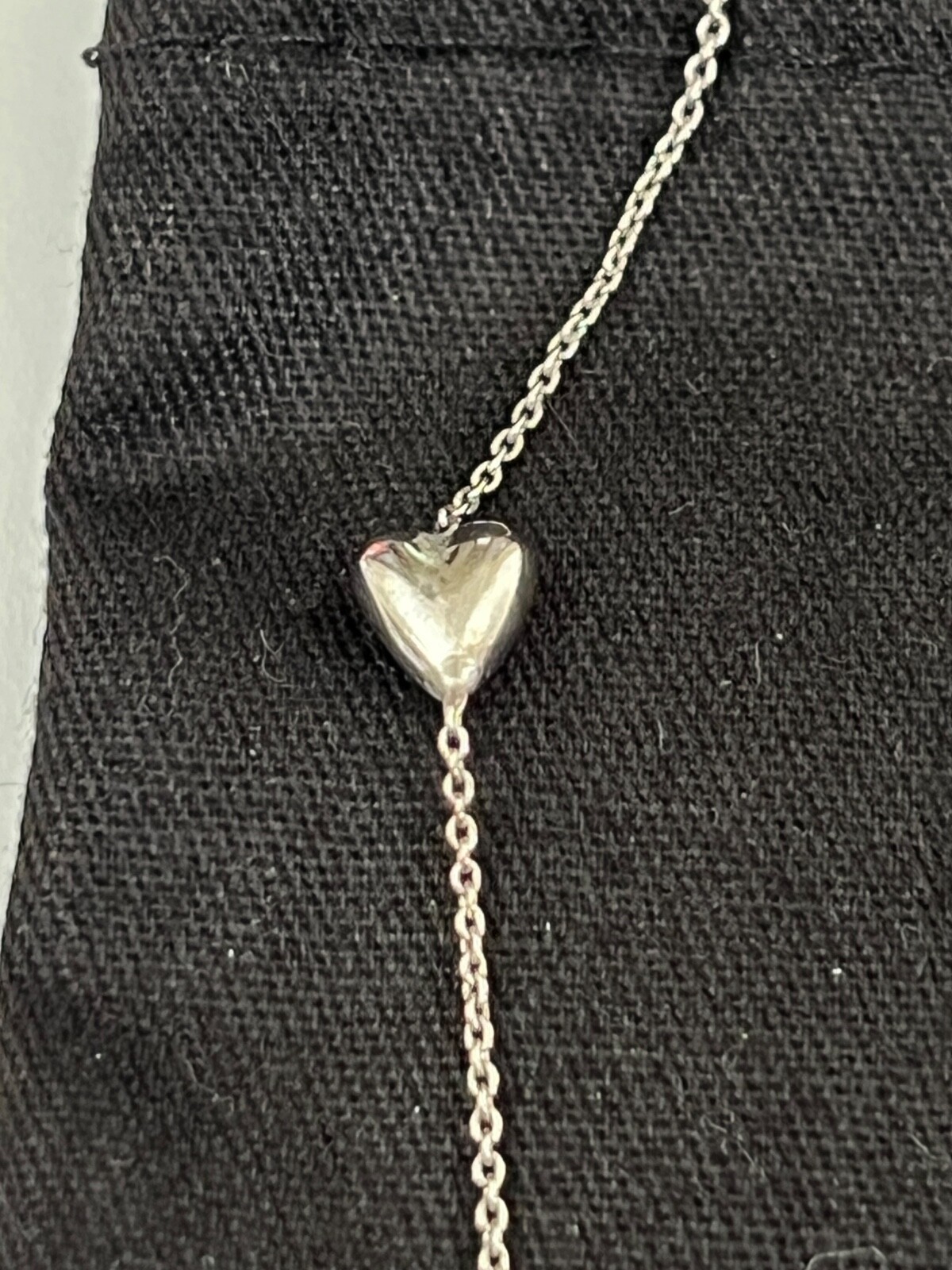 NWT Saint Laurent YSL Triple Heart Charm Silver Long Brass Chain Necklace $695