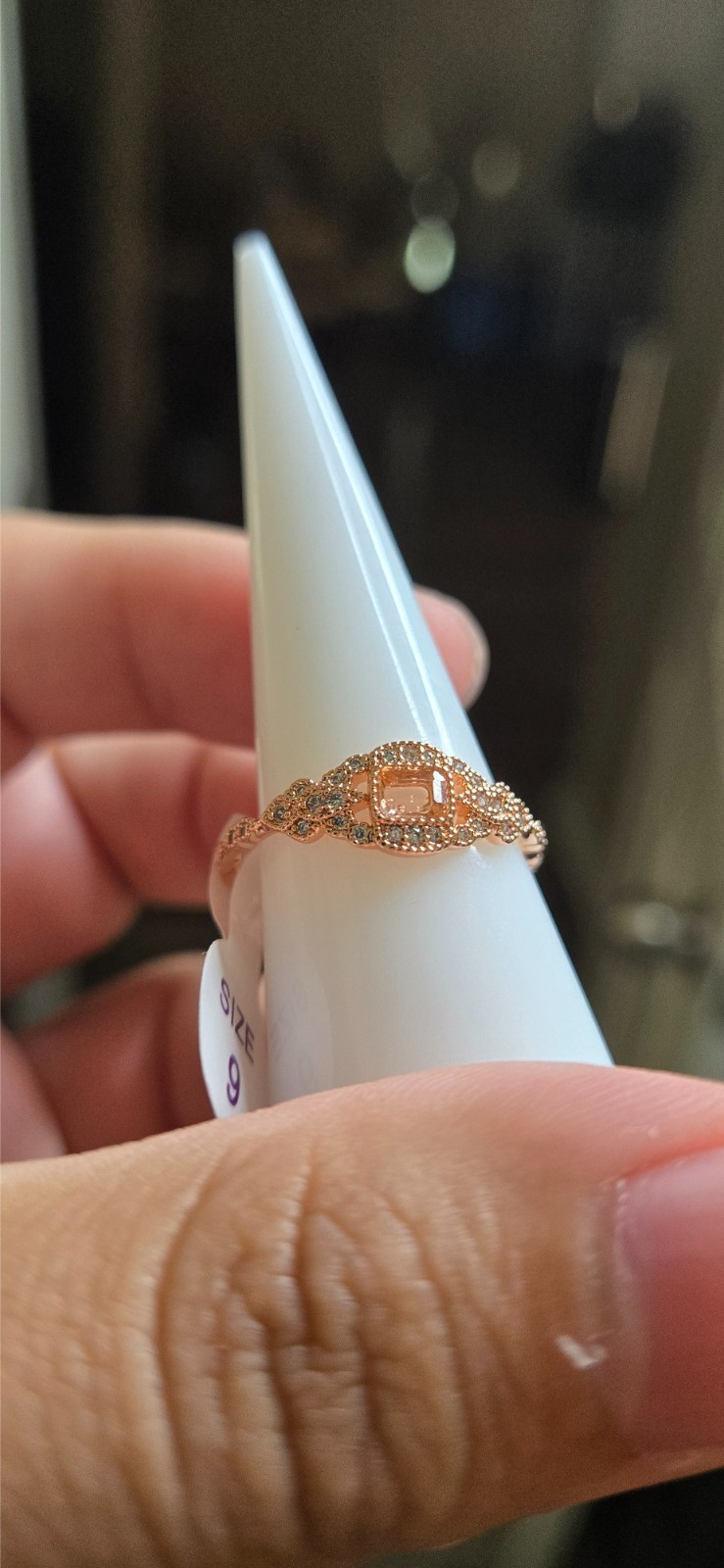 Bomb Party Garden Crest Ring Size 9 RG28554 Peach Morganite Rose Gold Plating