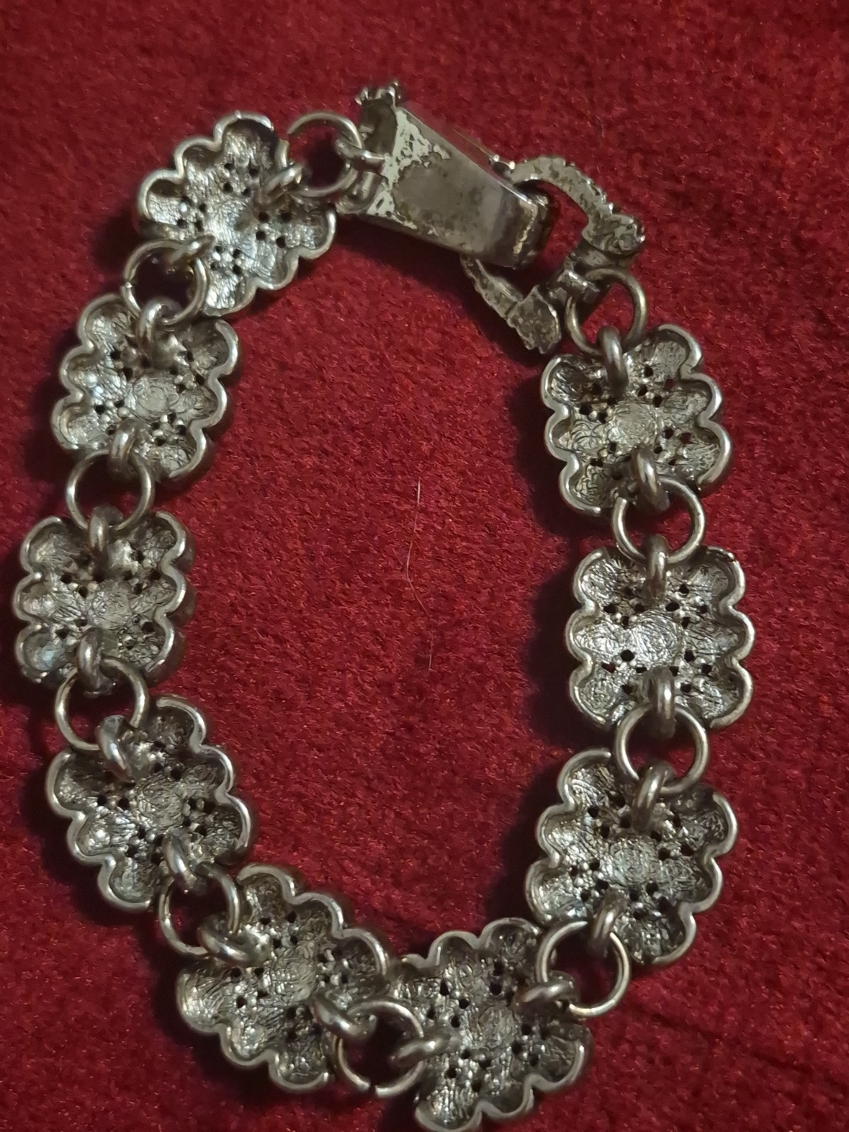 Colorful Bracelet Enamel Square Link Fun Silver Tone Metal 8 Inch