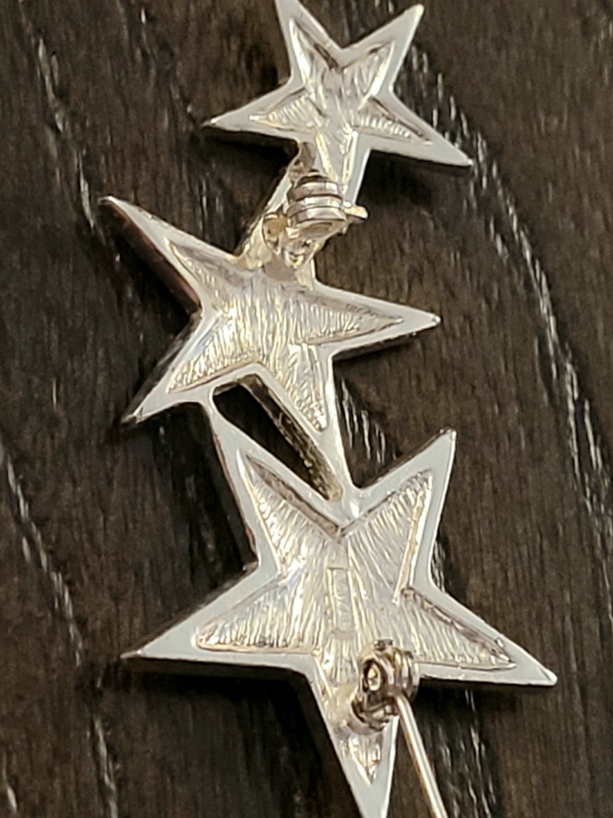Signed by Roman Celestial Three Star Enamel Brooch