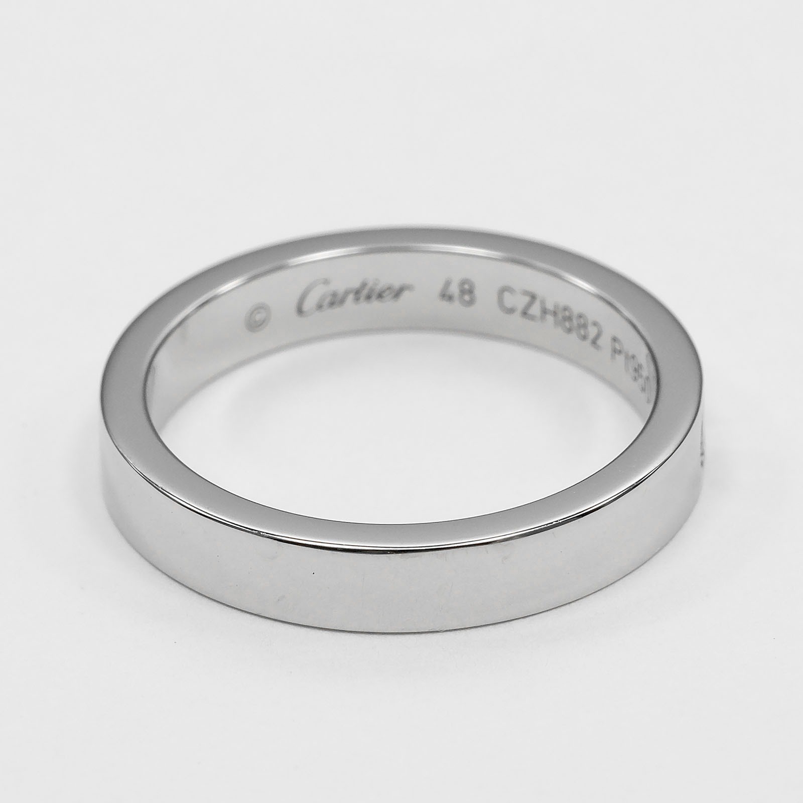 CARTIER C de Cartier engraved Ring Pt950Platinum/diamond #4.5(US Size) 4.8…
