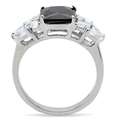 TK182 – High polished (no plating) Stainless Steel Ring with AAA Grade CZ in