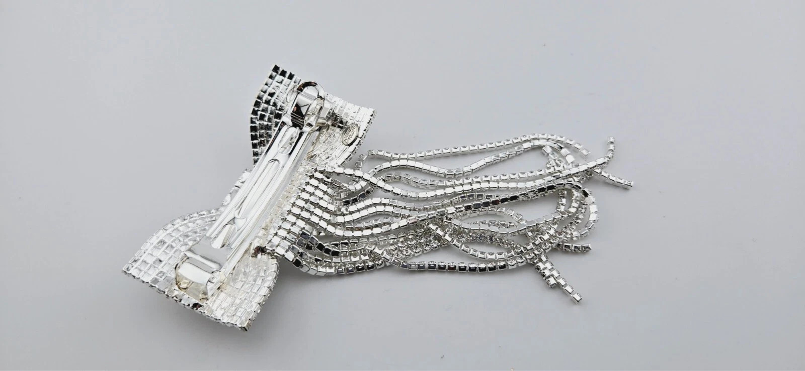 Kirks Folly Timeless Beauty Rhinestone Bow Hair Barrette Silvertone NWOT